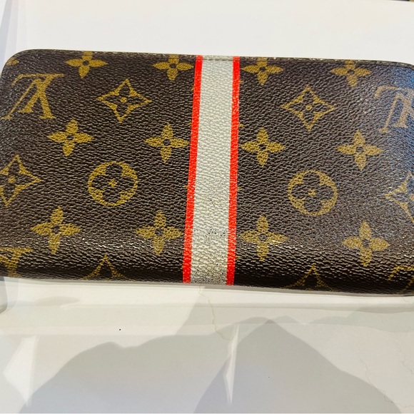 Louis Vuitton Monogram Wallet with Red and Grey Stripe Authentic - Picture 3 of 17